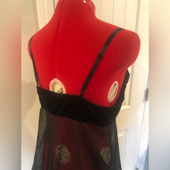 🎁 2 For $30 Black Velvet And Sheer Babydoll / Teddy With Rhinestone - Picture 9 of 11